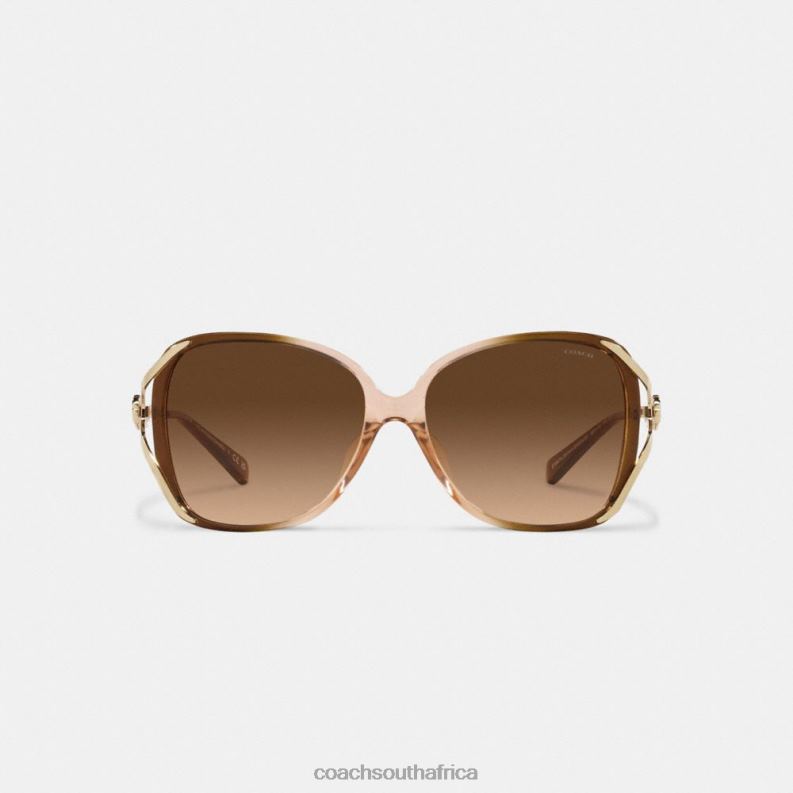 Coach Women TEA ROSE OVERSIZED OPEN SQUARE SUNGLASSES Brown Gradient 4ZRDJ529