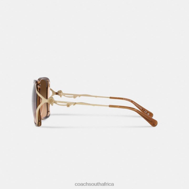 Coach Women TEA ROSE OVERSIZED OPEN SQUARE SUNGLASSES Brown Gradient 4ZRDJ529