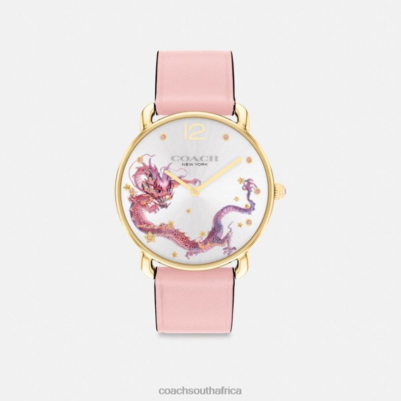 Coach Women ELLIOT WATCH WITH DRAGON MOTIF, 36MM BLUSH 4ZRDJ542