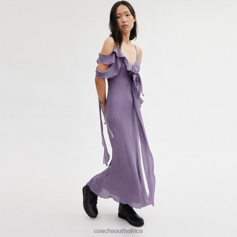 Coach Women SPAGHETTI STRAP BIAS DRESS Purple 4ZRDJ519