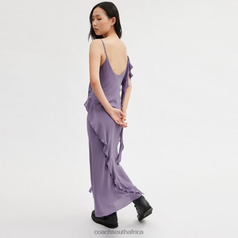 Coach Women SPAGHETTI STRAP BIAS DRESS Purple 4ZRDJ519