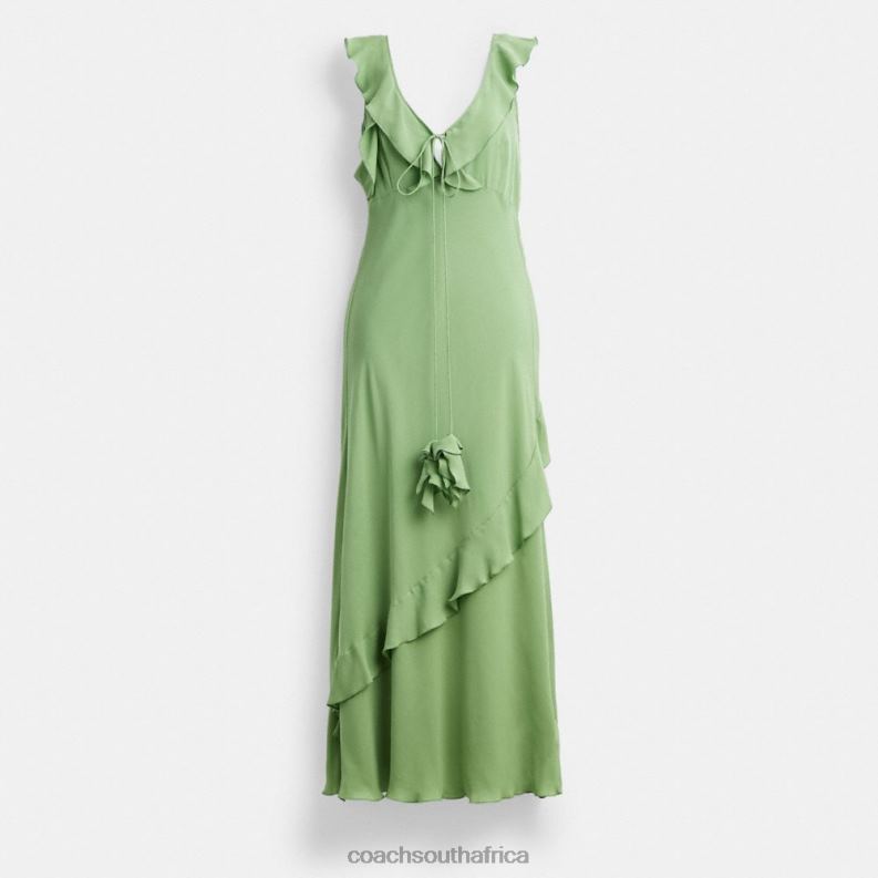 Coach Women V NECK BIAS DRESS Green 4ZRDJ518
