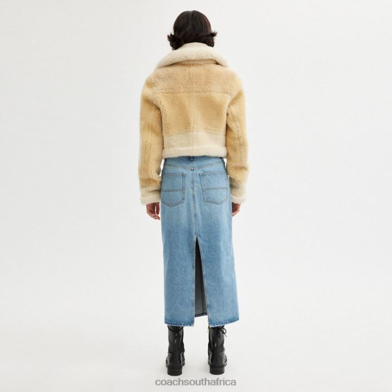 Coach Women ALL OVER SHEARLING SHRUNKEN AVIATOR Cream Multi 4ZRDJ453