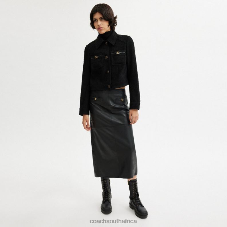 Coach Women BOUCLE SHRUNKEN JACKET Black 4ZRDJ448