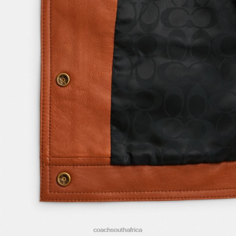 Coach Women BRAIDED SUEDE JACKET Burnished Amber 4ZRDJ457