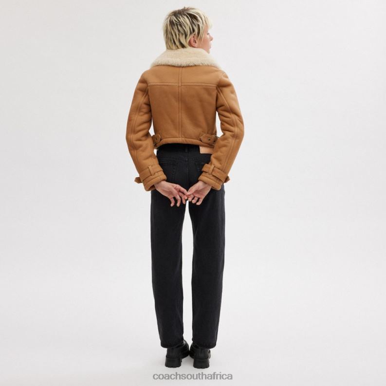 Coach Women CROPPED SHEARLING AVIATOR Brown Multi 4ZRDJ456