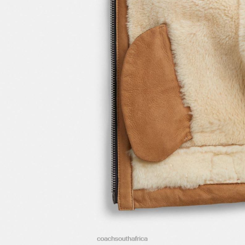 Coach Women CROPPED SHEARLING AVIATOR Brown Multi 4ZRDJ456