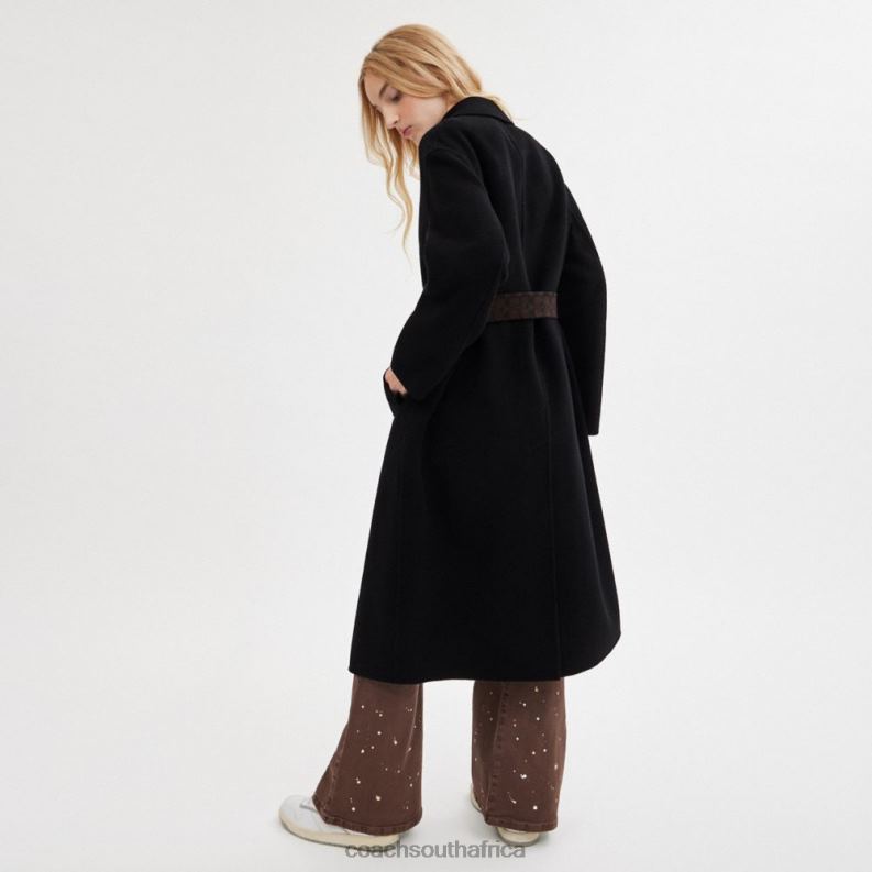 Coach Women DOUBLE FACED COAT Black 4ZRDJ434