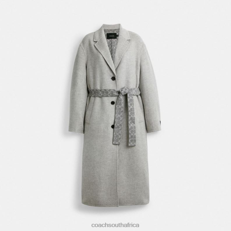 Coach Women DOUBLE FACED COAT LIGHT GREY 4ZRDJ438