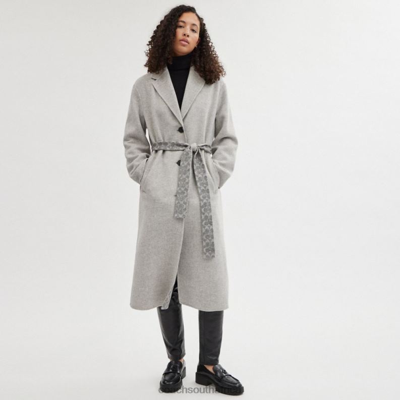 Coach Women DOUBLE FACED COAT LIGHT GREY 4ZRDJ438