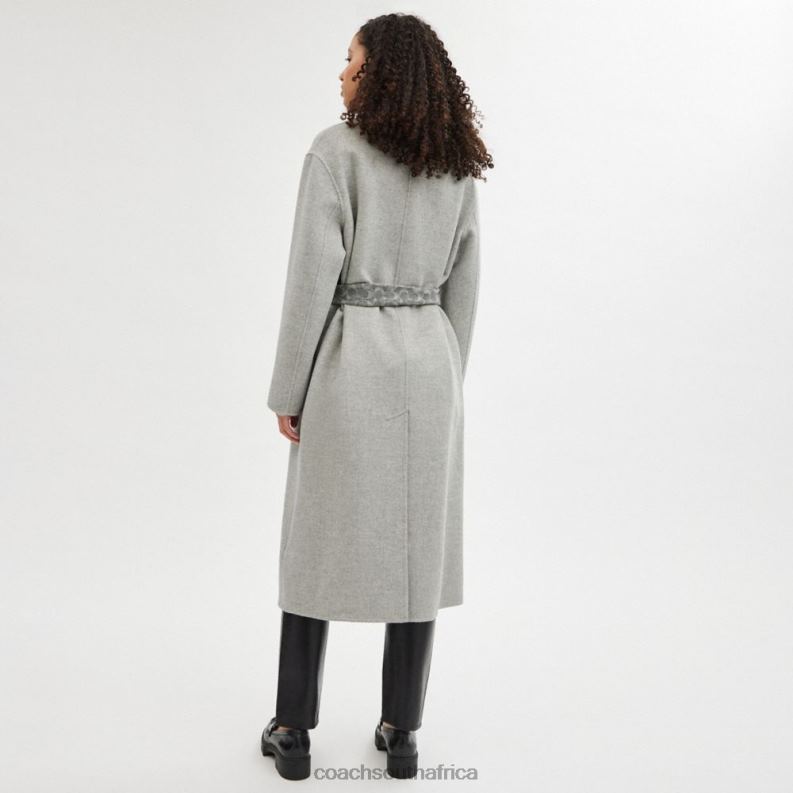 Coach Women DOUBLE FACED COAT LIGHT GREY 4ZRDJ438