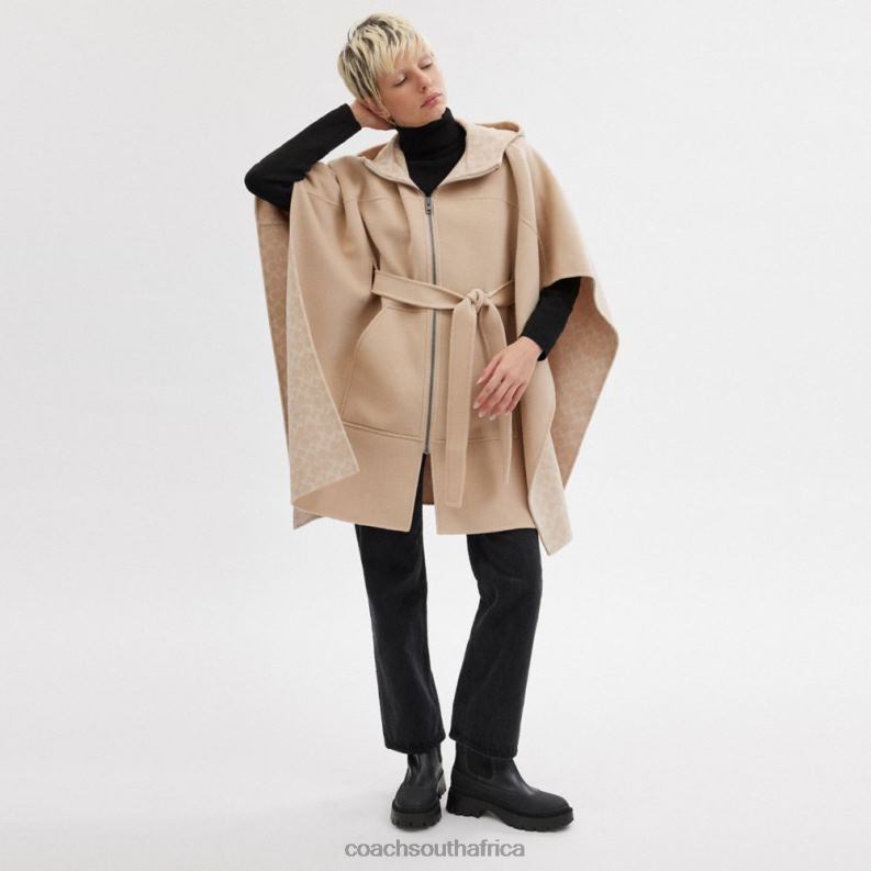 Coach Women DOUBLE FACE CAPE OATMEAL 4ZRDJ450