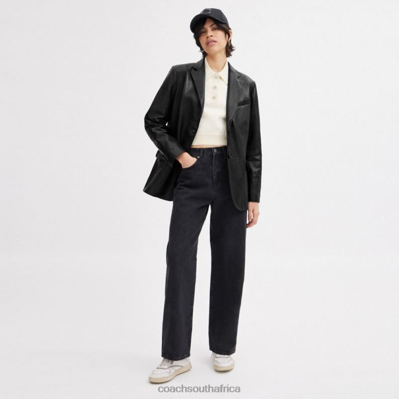 Coach Women LEATHER BLAZER Black 4ZRDJ460