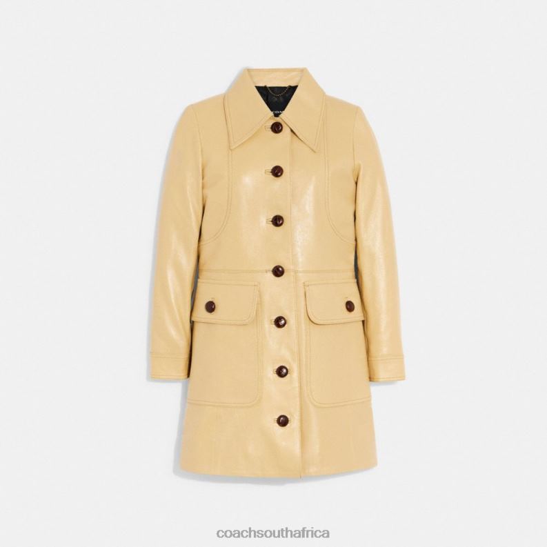 Coach Women LEATHER TRENCH COAT TAN 4ZRDJ466