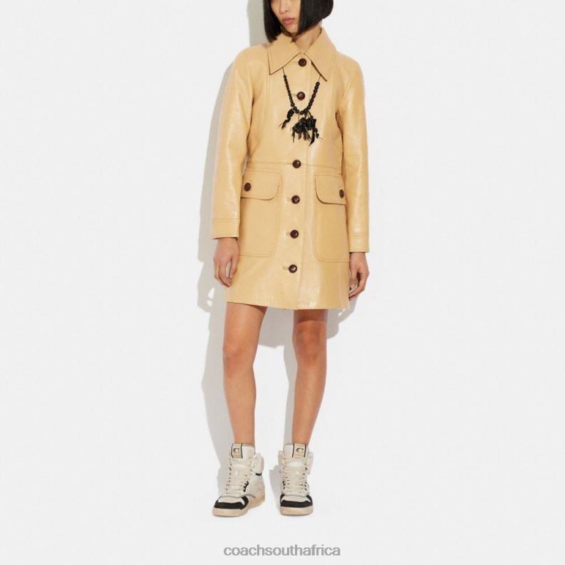 Coach Women LEATHER TRENCH COAT TAN 4ZRDJ466