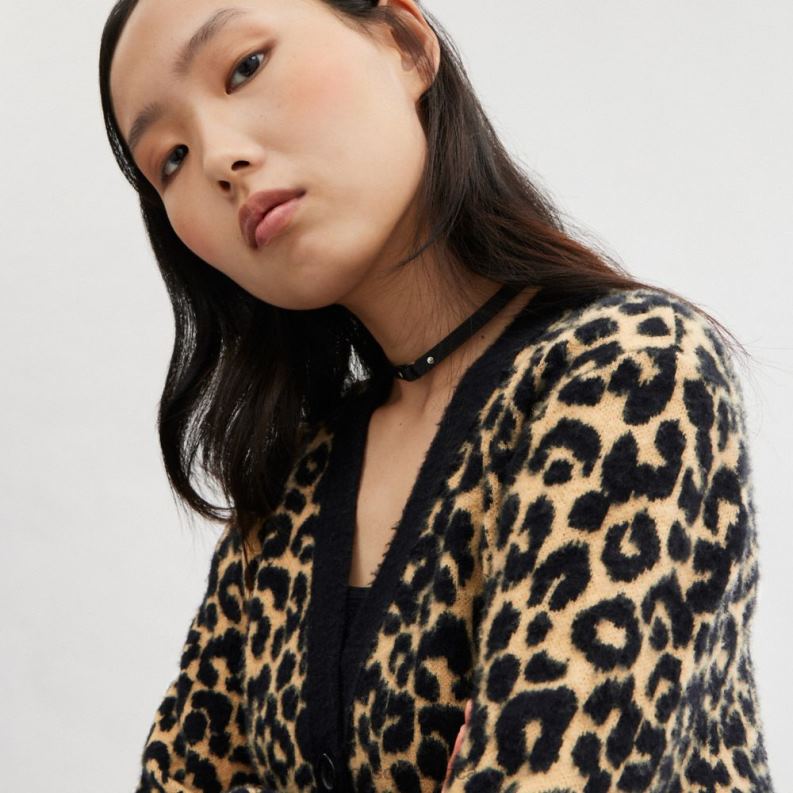 Coach Women LEOPARD CARDIGAN TAN MULTI 4ZRDJ447