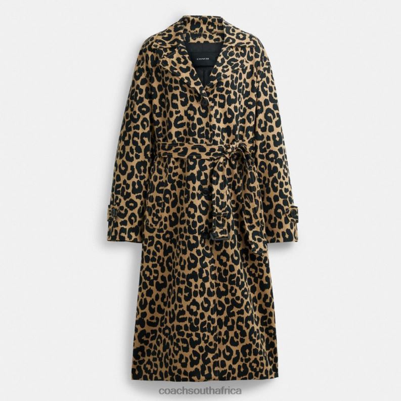Coach Women LEOPARD OVERSIZED TRENCH COAT Leopard 4ZRDJ437