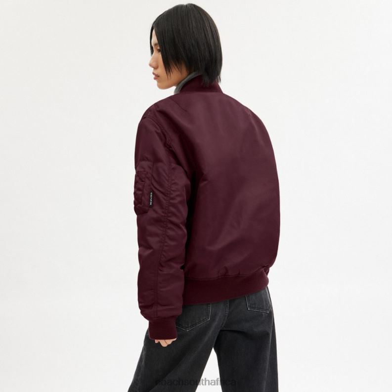 Coach Women NEW YEAR MA-1 JACKET WITH DRAGON Burgundy 4ZRDJ431