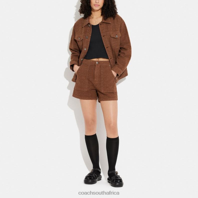 Coach Women SIGNATURE JACQUARD DENIM JACKET Brown Signature 4ZRDJ464