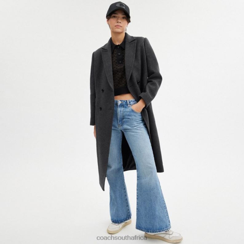 Coach Women TAILORED COAT Gray 4ZRDJ433