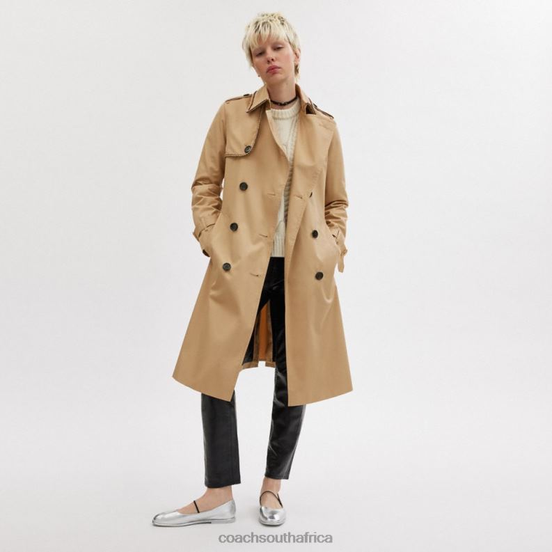 Coach Women TRENCH WITH BRAIDED DETAIL KHAKI 4ZRDJ459