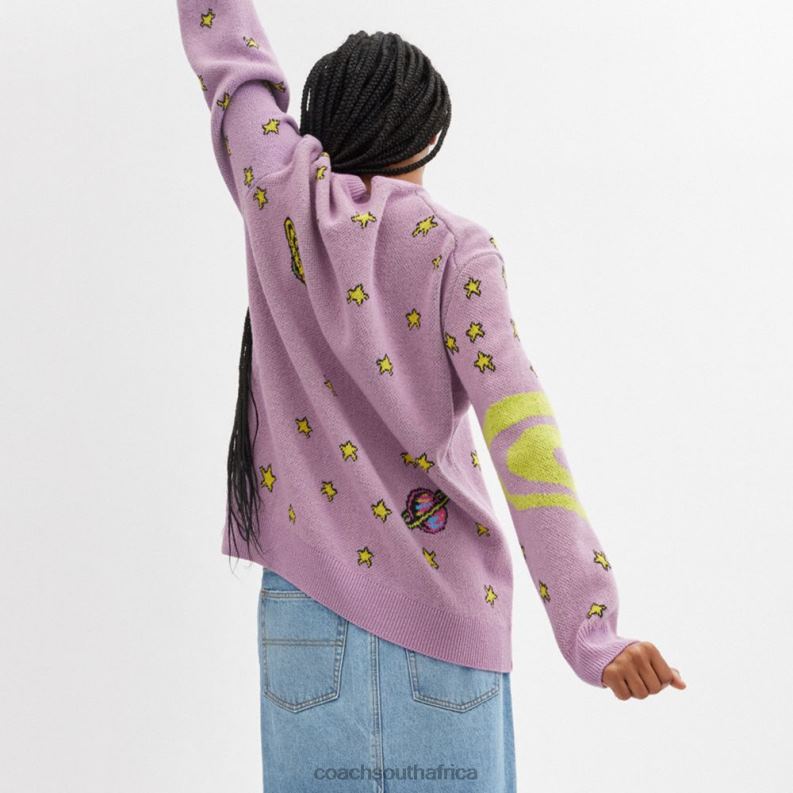 Coach Women COSMIC COACH SWEATER PURPLE MULTI 4ZRDJ477