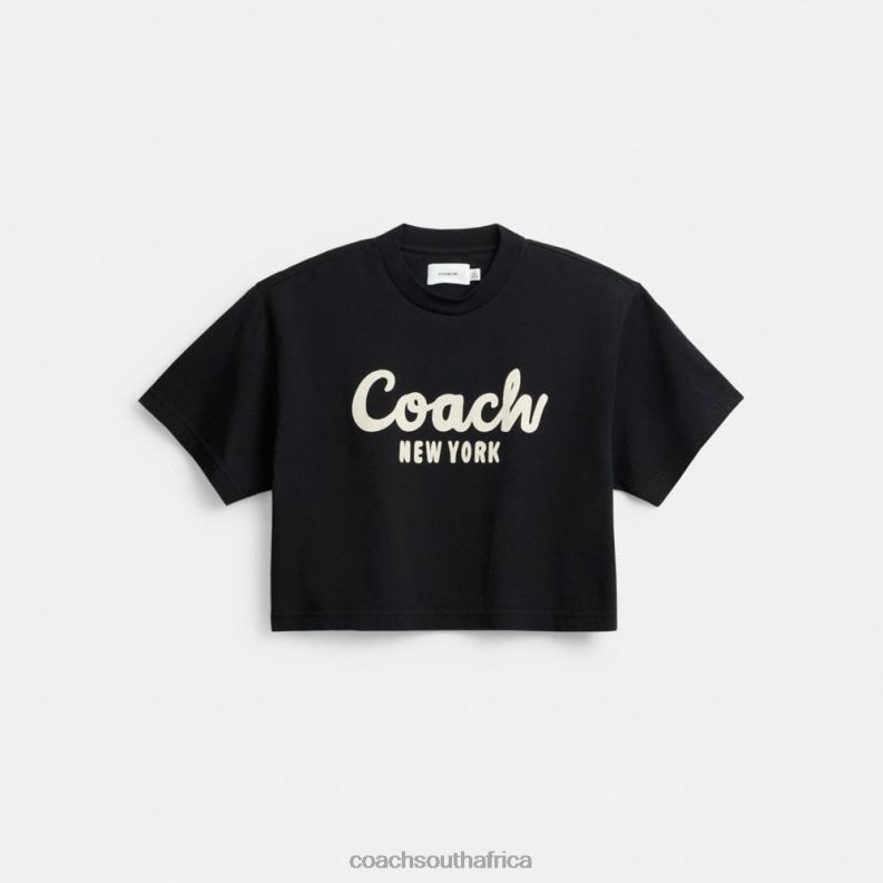Coach Women CURSIVE SIGNATURE CROPPED T-SHIRT Black 4ZRDJ472