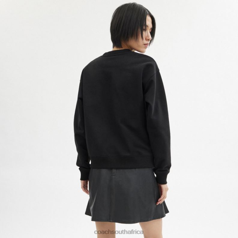 Coach Women HEART CREWNECK SWEATER Black 4ZRDJ471