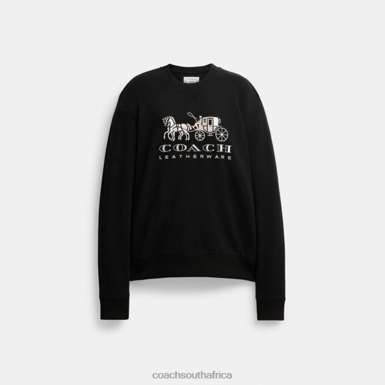 Coach Women HORSE AND CARRIAGE CREWNECK SWEATSHIRT Black 4ZRDJ494