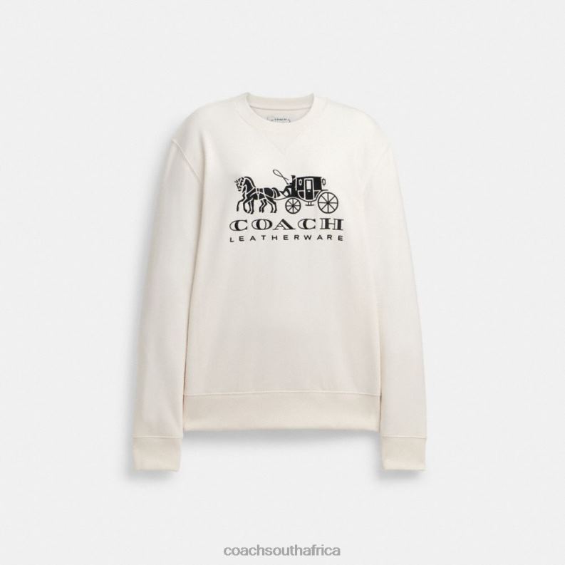 Coach Women HORSE AND CARRIAGE CREWNECK SWEATSHIRT Chalk 4ZRDJ495