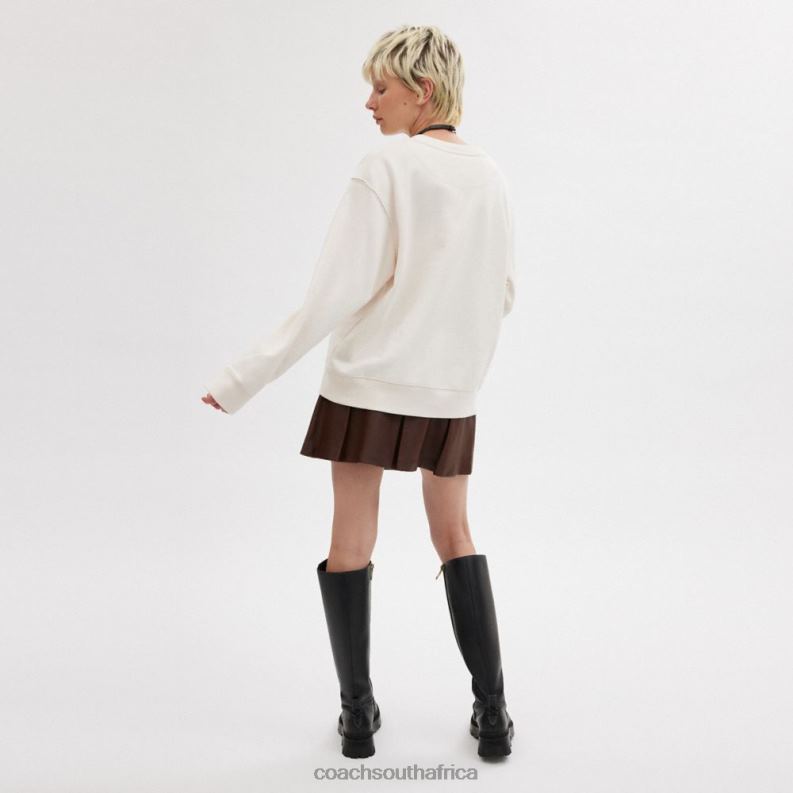 Coach Women HORSE AND CARRIAGE CREWNECK SWEATSHIRT Chalk 4ZRDJ495