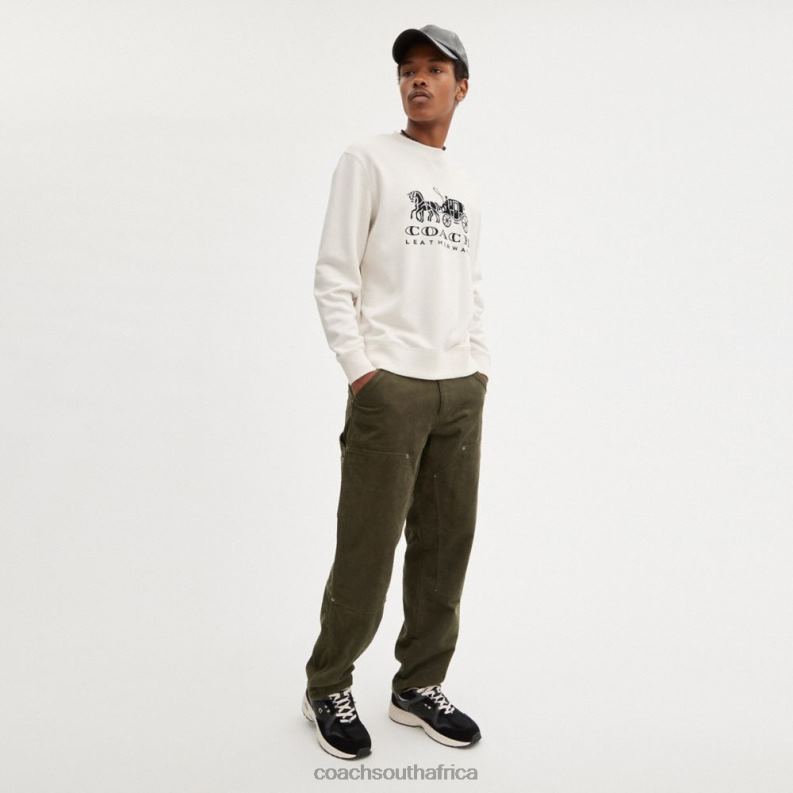 Coach Women HORSE AND CARRIAGE CREWNECK SWEATSHIRT Chalk 4ZRDJ495