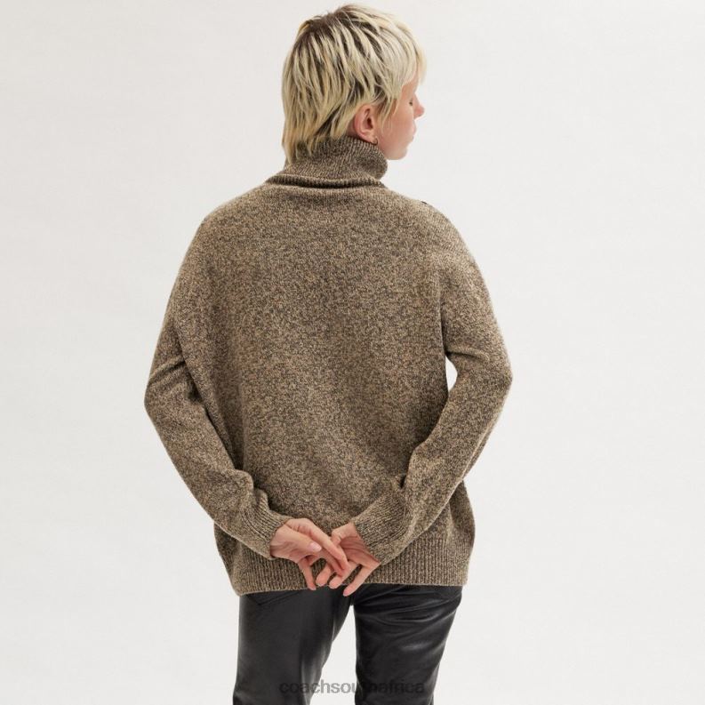 Coach Women HORSE AND CARRIAGE TURTLENECK SWEATER Dark Brown 4ZRDJ486