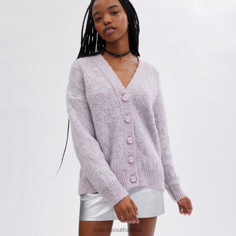Coach Women METALLIC SIGNATURE CARDIGAN LAVENDER 4ZRDJ479