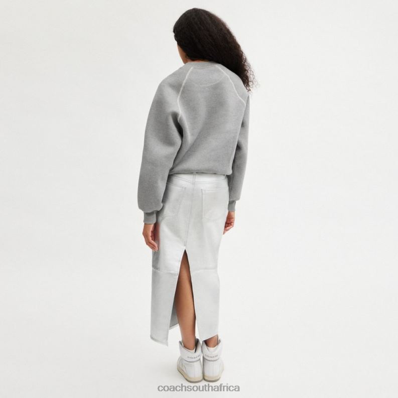 Coach Women REXY CREWNECK SWEATSHIRT Gray 4ZRDJ483