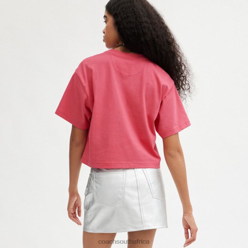 Coach Women REXY CROPPED T-SHIRT Pink. 4ZRDJ482