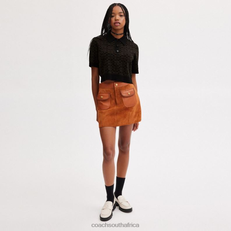 Coach Women SPORTY CROPPED POLO Brown 4ZRDJ498