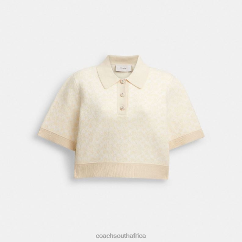 Coach Women SPORTY CROPPED POLO Cream Multi 4ZRDJ497