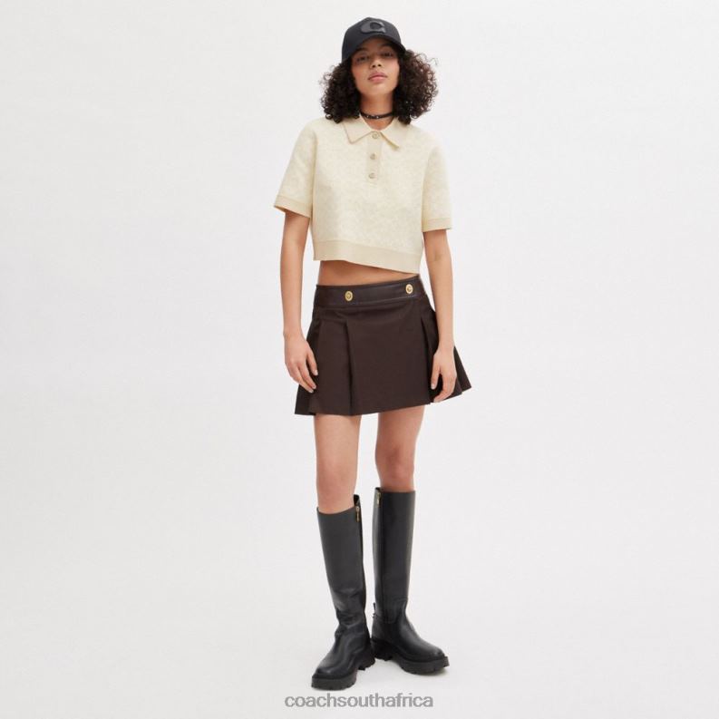 Coach Women SPORTY CROPPED POLO Cream Multi 4ZRDJ497