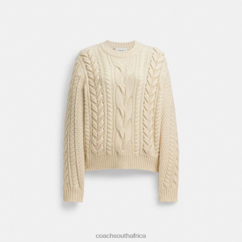 Coach Women SWEATER WITH BRAIDED DETAIL Ivory 4ZRDJ496