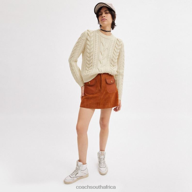 Coach Women SWEATER WITH BRAIDED DETAIL Ivory 4ZRDJ496