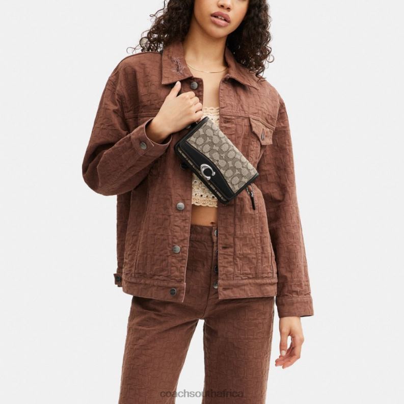 Coach Women BANDIT BELT BAG IN SIGNATURE JACQUARD LH/Cocoa Black 4ZRDJ11