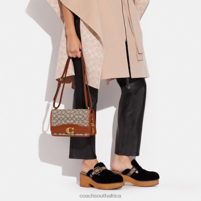 Coach Women BANDIT SHOULDER BAG IN SIGNATURE TEXTILE JACQUARD B4/Cocoa Burnished Amb 4ZRDJ13