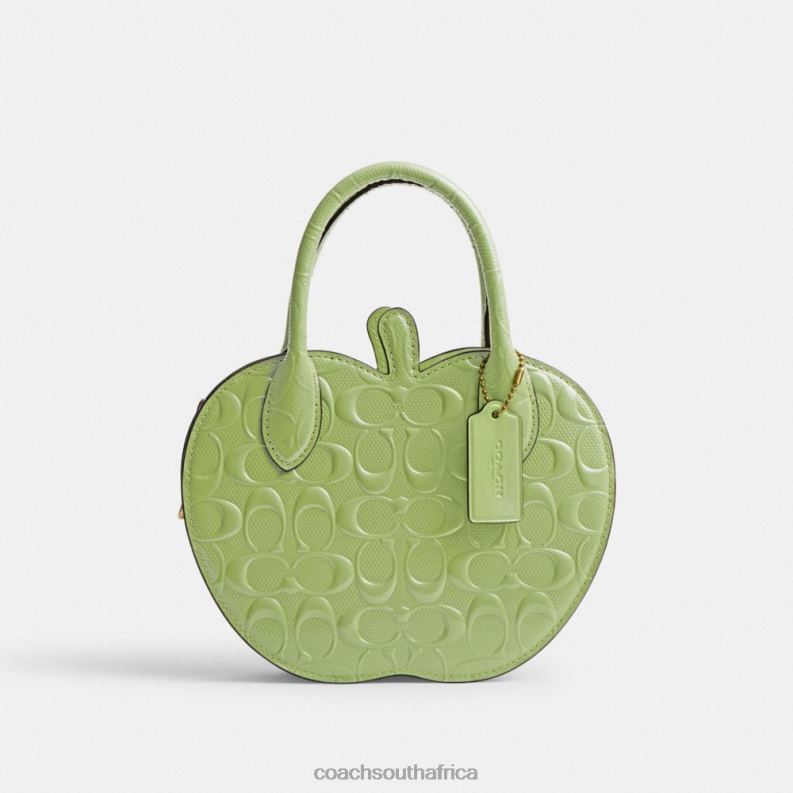 Coach Women APPLE BAG IN SIGNATURE LEATHER B4/GREEN 4ZRDJ236