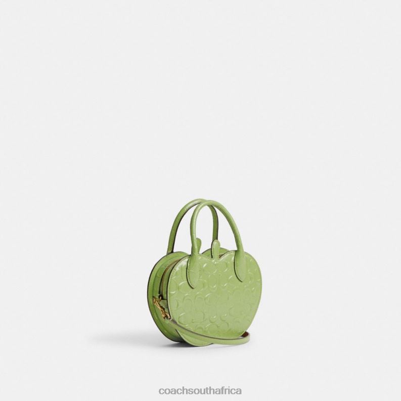Coach Women APPLE BAG IN SIGNATURE LEATHER B4/GREEN 4ZRDJ236