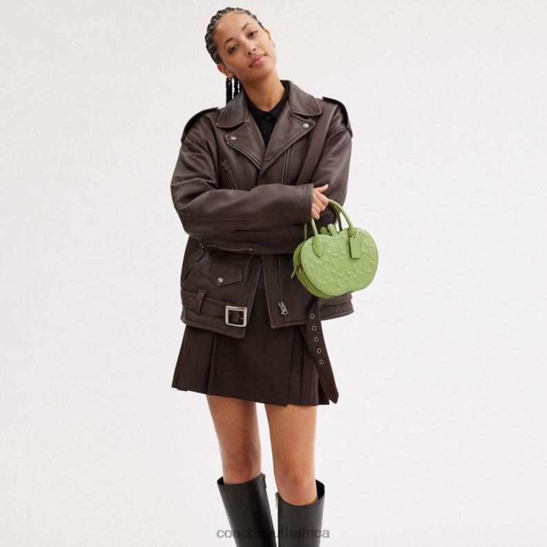 Coach Women APPLE BAG IN SIGNATURE LEATHER B4/GREEN 4ZRDJ236