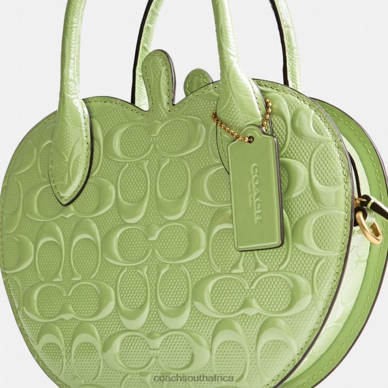 Coach Women APPLE BAG IN SIGNATURE LEATHER B4/GREEN 4ZRDJ236