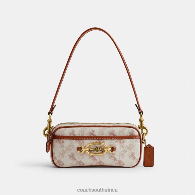 Coach Women AVERY SHOULDER BAG WITH HORSE AND CARRIAGE PRINT B4/Chalk Burnished Amber 4ZRDJ213