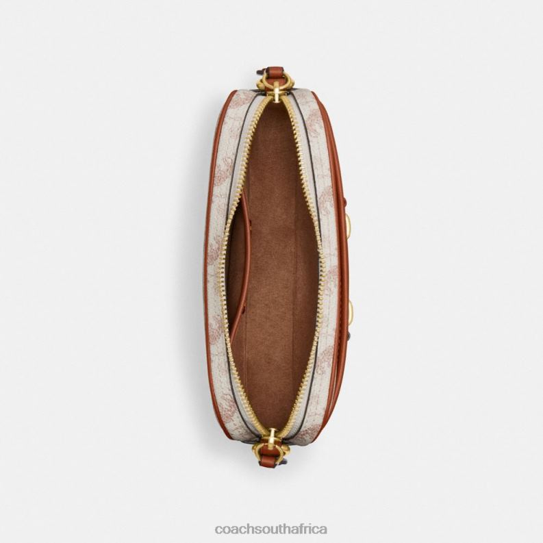 Coach Women AVERY SHOULDER BAG WITH HORSE AND CARRIAGE PRINT B4/Chalk Burnished Amber 4ZRDJ213