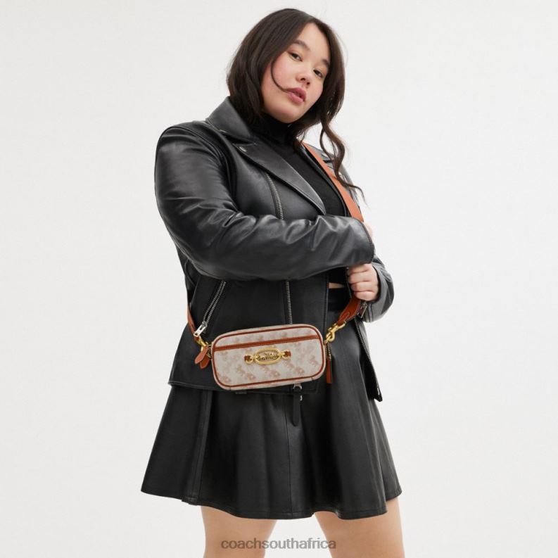 Coach Women AVERY SHOULDER BAG WITH HORSE AND CARRIAGE PRINT B4/Chalk Burnished Amber 4ZRDJ213